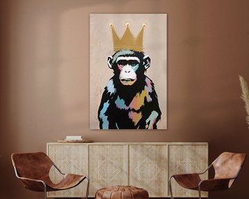 Colourful monkey with golden crown by Imperial Art House