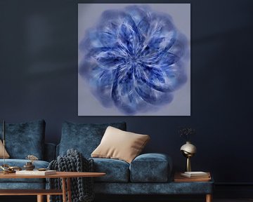 Mandala, spirograaf met blauwtinten van Rietje Bulthuis