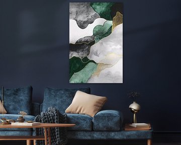 Œuvre d'art abstraite avec des lignes dorées