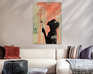 Silhouet vrouw en dandelion van Imperial Art House