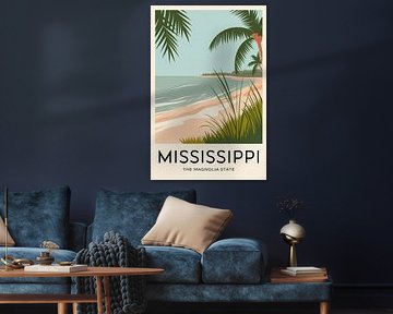 Poster de voyage vintage du Mississippi sur Poster Art Shop