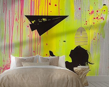 Child with paper aeroplane painting by Imperial Art House