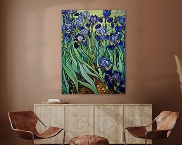 Irissen Schilderij | Fresh Dew on Blue Petals van I ❤ Bloemen