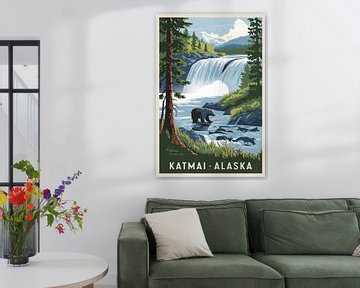 Katmai, Alaska Vintage Reisposter van Poster Art Shop