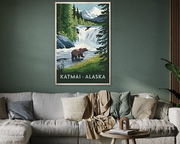Katmai - Alaska Vintage Reisposter van Poster Art Shop