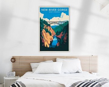 New River Gorge, West Virginia Vintage Reisposter van Poster Art Shop