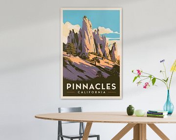 Pinnacles, Californië Vintage Reisposter van Poster Art Shop