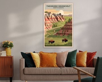Nationaal park Theodore Roosevelt, Noord-Dakota van Poster Art Shop