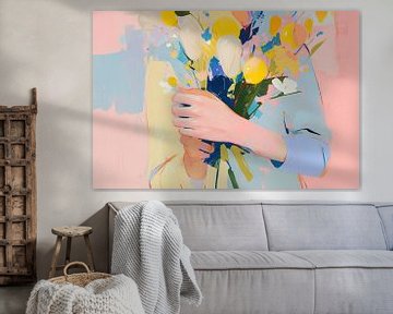 Bloemen Schilderij | Hands Holding Spring's Joy van Blikvanger Schilderijen