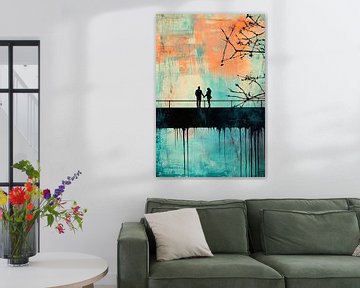 Stel silhouet op een brug van Imperial Art House