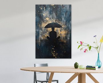 Silhouet onder gouden paraplu van Imperial Art House