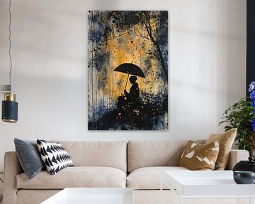 Persoon onder een paraplu silhouet van Imperial Art House