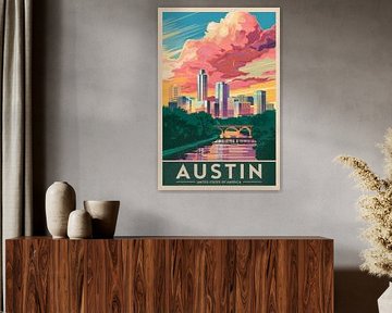 Austin, Texas Vintage Reisposter van Poster Art Shop
