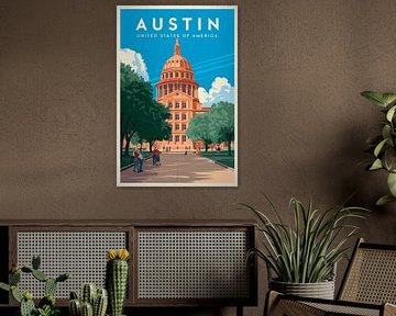 Austin, Texas Vintage Travel Poster sur Poster Art Shop