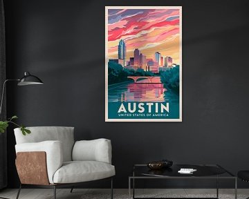 Austin, Texas Vintage Reisposter van Poster Art Shop