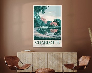 Charlotte, Caroline du Nord Vintage Travel Poster sur Poster Art Shop