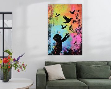Kind en vogels in kleuren van Imperial Art House