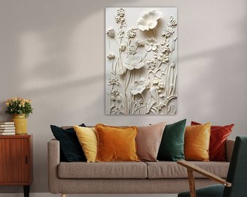 Monochrome bloemen in reliëf van Imperial Art House