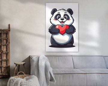 Panda with cute red heart by Imperial Art House