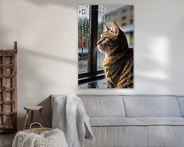 Watching cat at rainy window by Imperial Art House