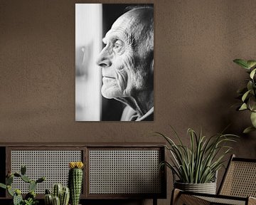 Oude man bij het raam van Poster Art Shop