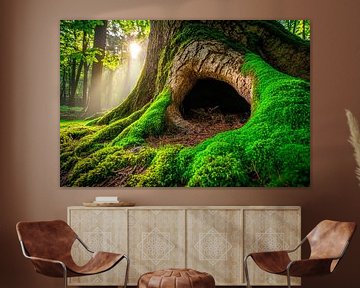 Boom in het zonlicht van Poster Art Shop