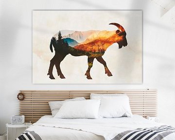 Mountain landscape in goat outline by Poster Art Shop