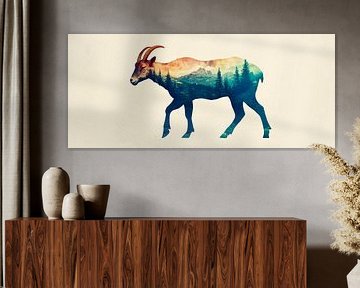 Mountain goat in landscape view by Poster Art Shop
