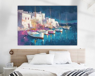 Mediterrane Kustlijn | Coastal Color Symphony van Abstract Schilderij