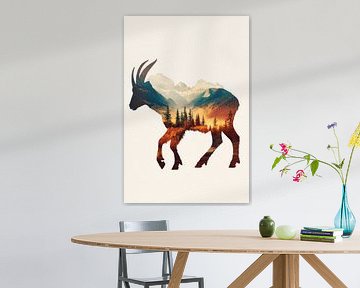 Berggeit in het bos van Poster Art Shop