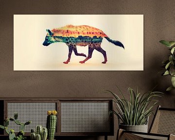 Kleurrijke hyena in overgang van Poster Art Shop