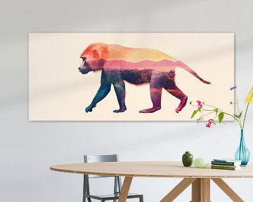 Colourful monkey run by Poster Art Shop