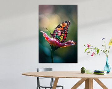 Kleurrijke vlinder op een bloem van Poster Art Shop