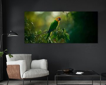Kleurrijke papegaai in een boom van Poster Art Shop