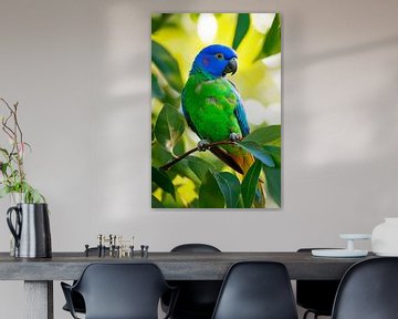 Kleurrijke papegaai in een boom van Poster Art Shop