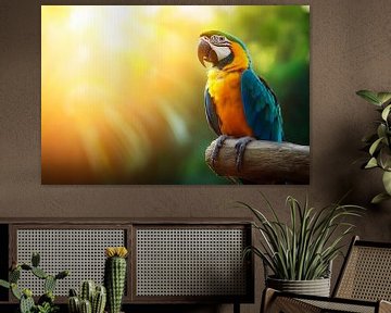 Kleurrijke papegaai in het zonlicht van Poster Art Shop