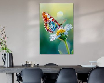 Un papillon multicolore s'épanouit sur Poster Art Shop