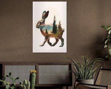 Lapin dans la forêt sur Poster Art Shop