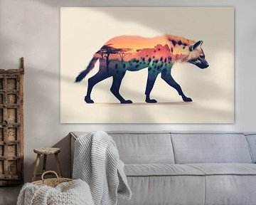 Hyena in de zonsondergang van Poster Art Shop