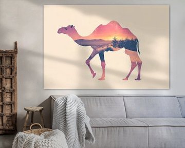 Kameel in het landschap van Poster Art Shop