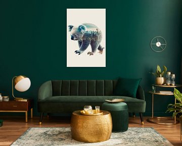 Koala met landschap van Poster Art Shop