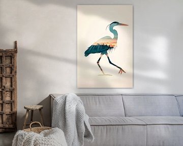 Kraanvogel bij zonsondergang van Poster Art Shop
