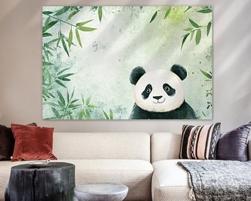 Panda tussen bamboe bladeren van Imperial Art House