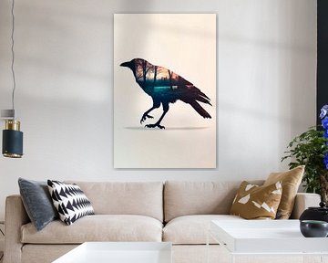 Corbeau avec paysage sur Poster Art Shop