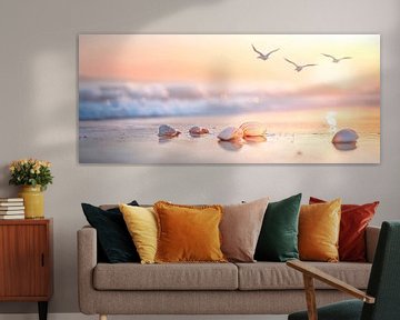 Kust bij zonsondergang van Poster Art Shop