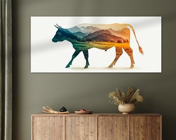 Silhouet van een koe van Poster Art Shop