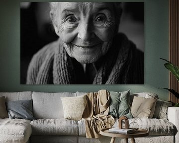 Glimlachende oudere dame van Poster Art Shop