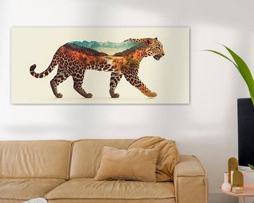 Luipaard en landschap van Poster Art Shop