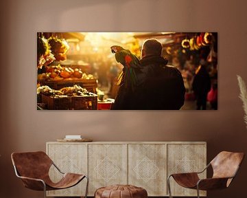Market with parrot by Poster Art Shop