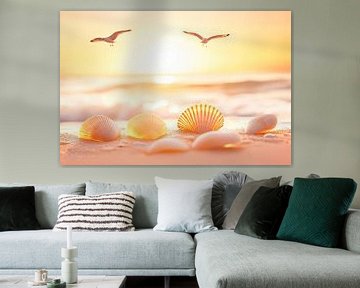 Schelpen op het strand van Poster Art Shop